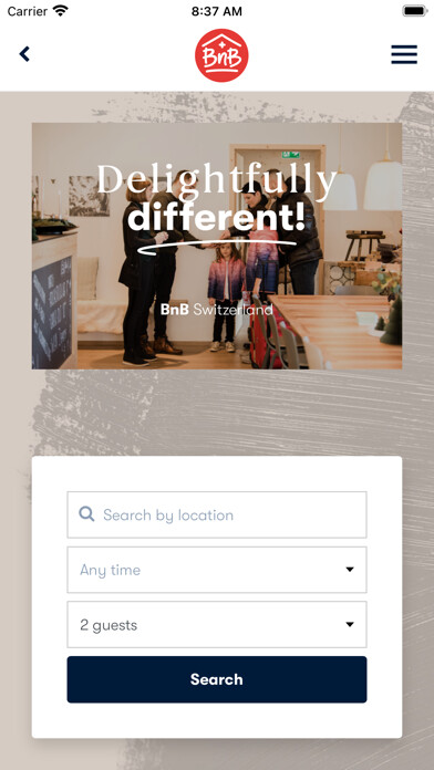 Emulate iPhone app BnB Switzerland using MyAndroid