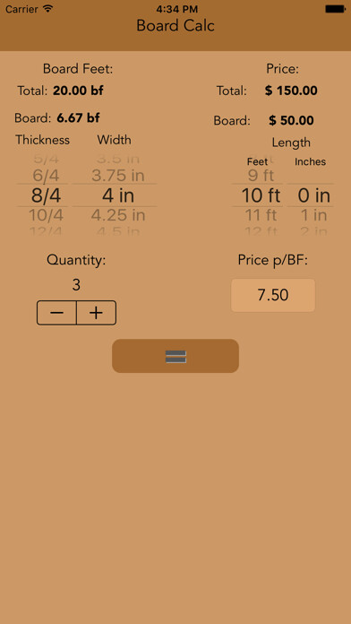 Emulate iPhone app Board Calc Free - An easy board foot calculator! using MyAndroid