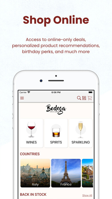 Emulate iPhone app Bodega Wines & Spirits using MyAndroid