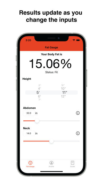 Emulate iPhone app Body Fat Calculator By Amobeo using MyAndroid