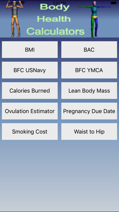 Emulate iPhone app Body Health Calculators using MyAndroid