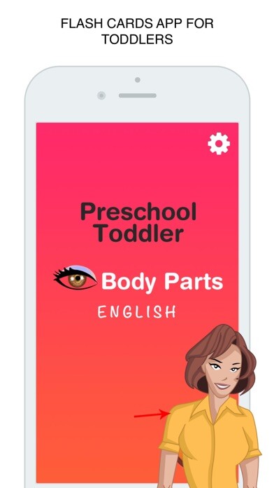 Emulate iPhone app Body Parts Flashcard for babies and preschool using MyAndroid