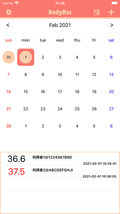 Emulate iPhone app BodyRec - Temperature Record using MyAndroid
