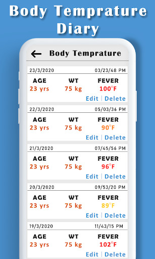 Run android online APK Body Temperature Diary: Body Fever Record History from MyAndroid or emulate Body Temperature Diary: Body Fever Record History using MyAndroid