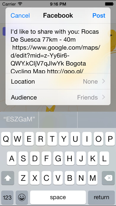 Emulate iPhone app Bogota Cycling Map using MyAndroid