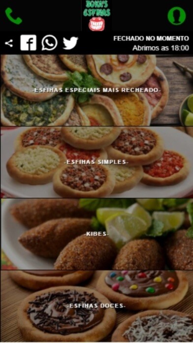 Emulate iPhone app Bokas Esfihas using MyAndroid