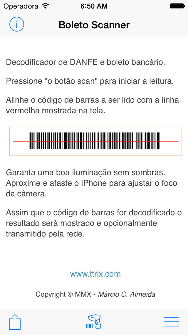 Emulate iPhone app Boleto Scanner using MyAndroid
