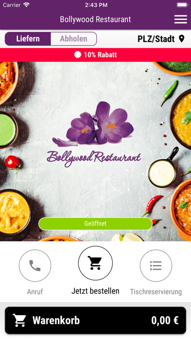 Emulate iPhone app Bollywood Restaurant Berlin using MyAndroid Emulate iPhone app Bollywood Restaurant Berlin using MyAndroid
