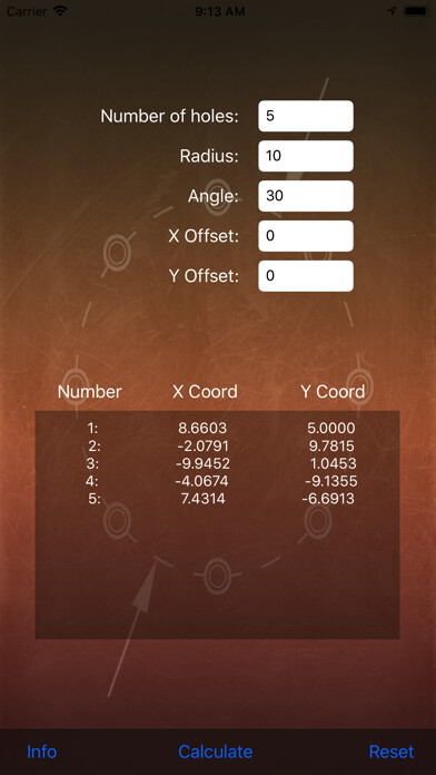 Emulate iPhone app Bolt Hole Circle Calc Lite using MyAndroid Emulate iPhone app Bolt Hole Circle Calc Lite using MyAndroid