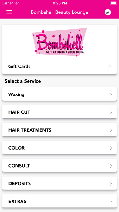Emulate iPhone app Bombshell Beauty Lounge using MyAndroid
