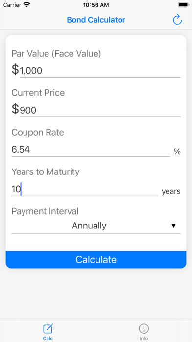 Emulate iPhone app Bond Calculator - Calc using MyAndroid Emulate iPhone app Bond Calculator - Calc using MyAndroid
