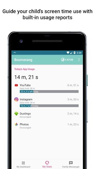 Emulate iPhone app Boomerang Parental Control using MyAndroid