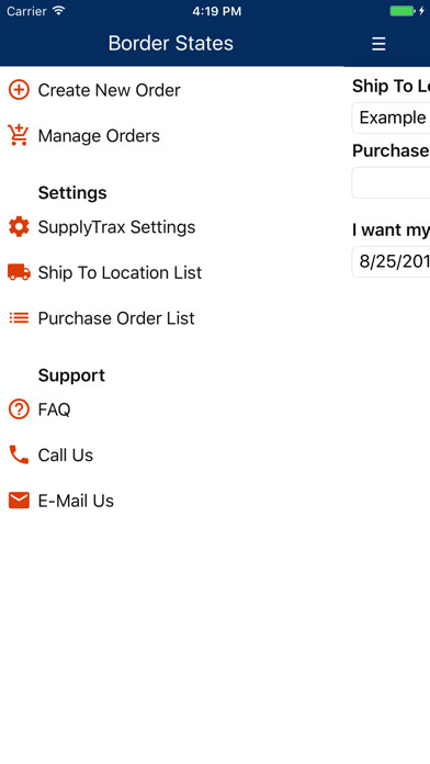 Emulate iPhone app Border States SupplyTrax VMI using MyAndroid