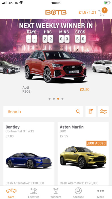 Emulate iPhone app BOTB - Win Your Dream Car using MyAndroid