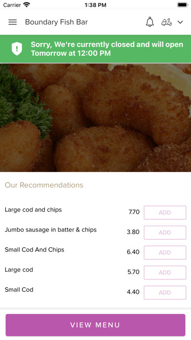 Emulate iPhone app Boundary Fish Bar Norwich. using MyAndroid Emulate iPhone app Boundary Fish Bar Norwich. using MyAndroid