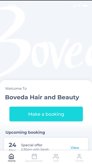 Emulate iPhone app Boveda Hair and Beauty using MyAndroid Emulate iPhone app Boveda Hair and Beauty using MyAndroid