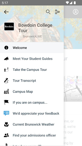 Emulate iPhone app Bowdoin College using MyAndroid