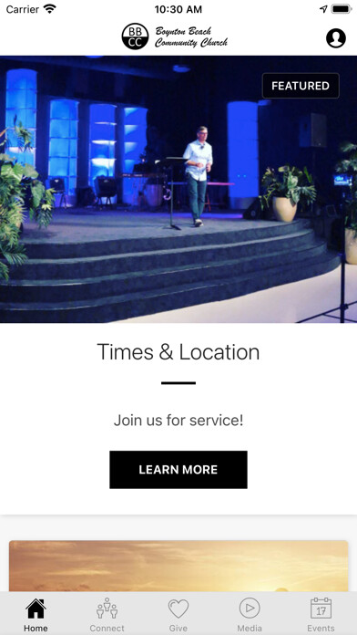 Emulate iPhone app Boynton Beach Community Church using MyAndroid