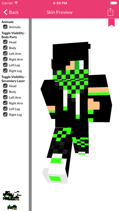 Emulate iPhone app Boy Skin For Minecraft Edition using MyAndroid