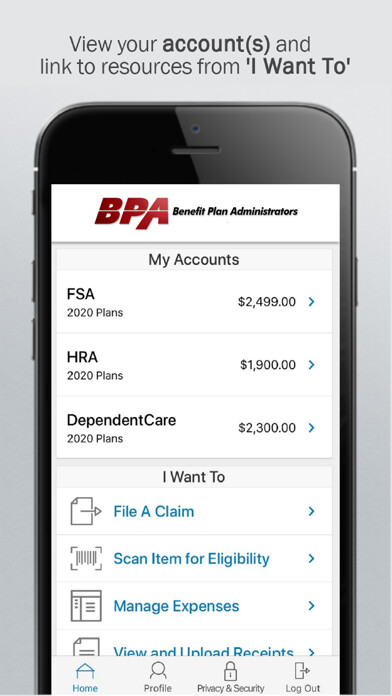 Emulate iPhone app BPA Eau Claire Flex Spending using MyAndroid