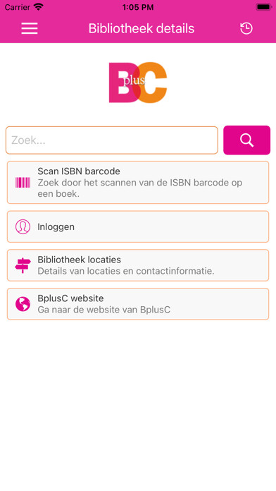 Emulate iPhone app BplusC Bibliotheek using MyAndroid