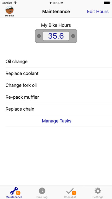 Emulate iPhone app Braap: Dirt Bike Maintenance Tracker using MyAndroid