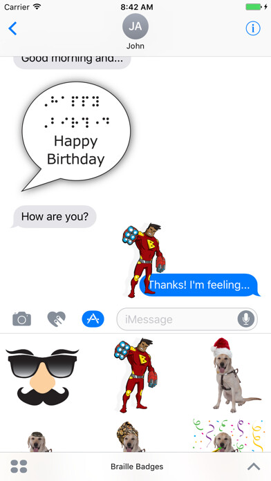 Emulate iPhone app Braille Badges using MyAndroid