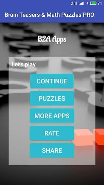 Run android online APK Brain Teasers  Math Puzzles PRO from MyAndroid or emulate Brain Teasers  Math Puzzles PRO using MyAndroid