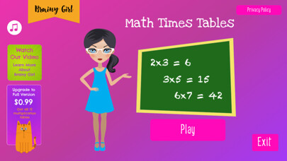 Emulate iPhone app BrainyGirl Math Times Tables using MyAndroid