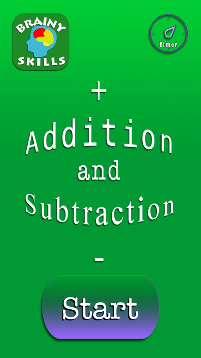 Emulate iPhone app Brainy Skills Add & Subtract using MyAndroid