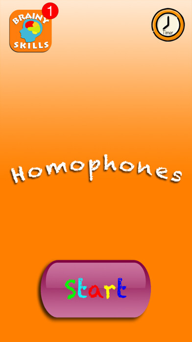 Emulate iPhone app Brainy Skills Homophones using MyAndroid