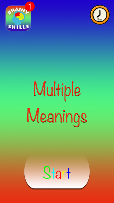 Emulate iPhone app Brainy Skills Multiple Meaning using MyAndroid