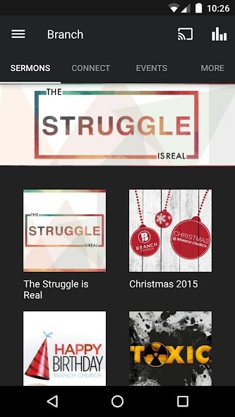 Emulate iPhone app Branch Church Peabody using MyAndroid Emulate iPhone app Branch Church Peabody using MyAndroid