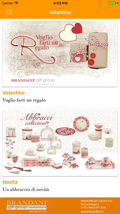 Emulate iPhone app Brandani Gift Group using MyAndroid