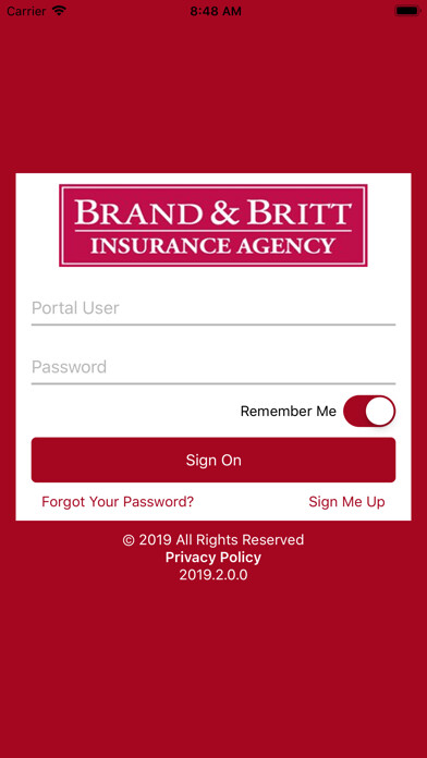 Emulate iPhone app Brand & Britt Insurance Online using MyAndroid