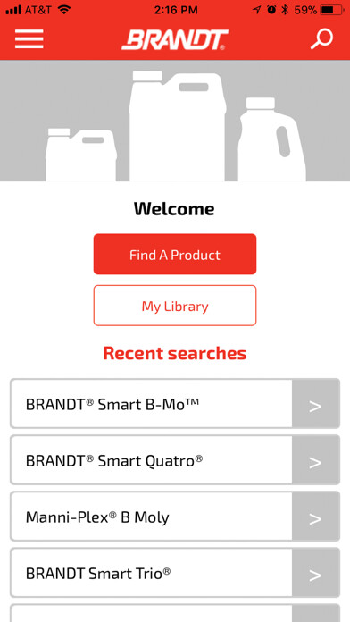 Emulate iPhone app BRANDT Ag Product Finder using MyAndroid