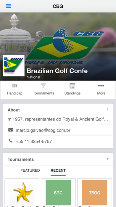 Emulate iPhone app Brazilian Golf Confederation using MyAndroid