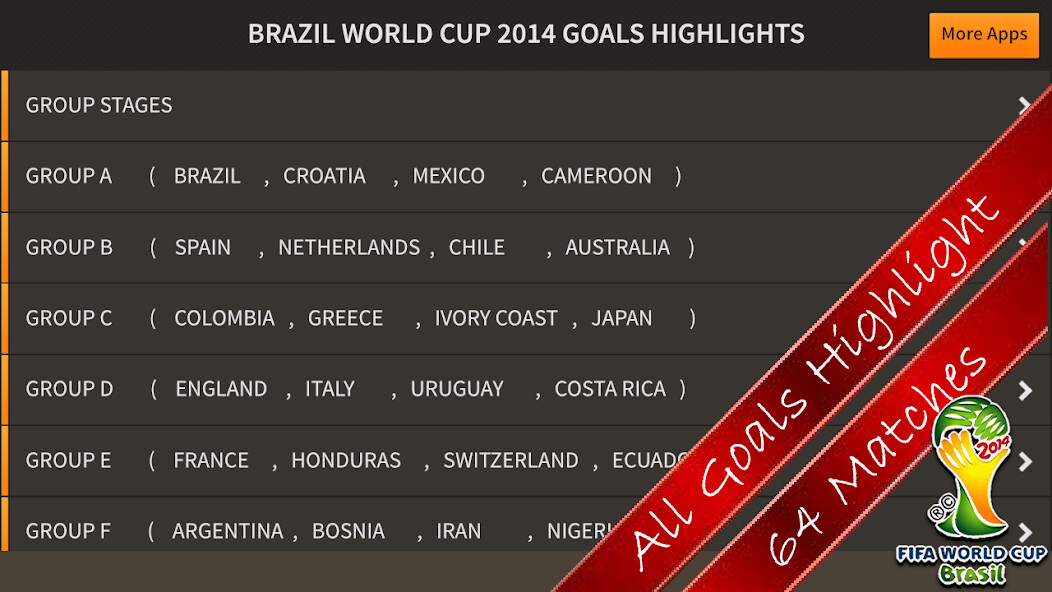 Run android online APK Brazil World Cup 2014 Videos from MyAndroid or emulate Brazil World Cup 2014 Videos using MyAndroid