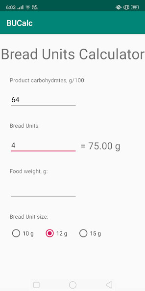 Emulate Android APK Bread Units Calculator Emulate Android APK Bread Units Calculator