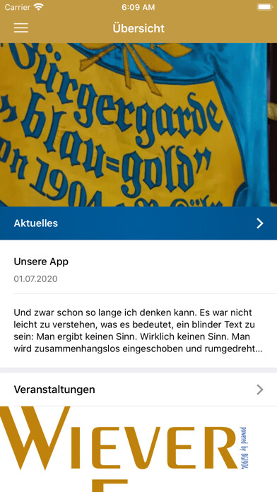 Emulate iPhone app Bürgergarde blau-gold using MyAndroid