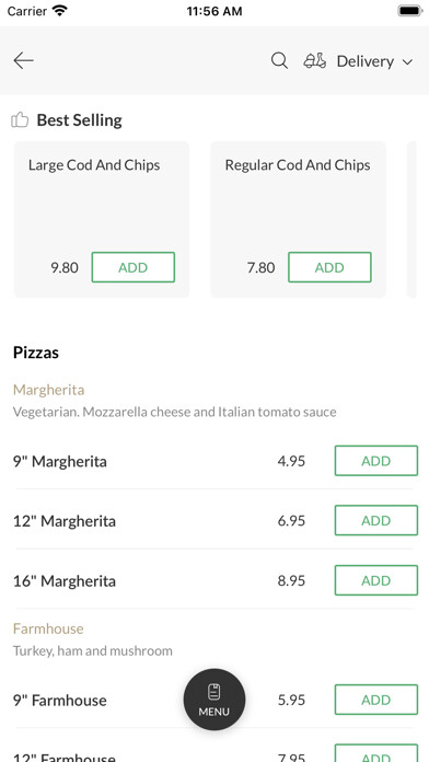 Emulate iPhone app Brian Fish Chips And Pizza using MyAndroid