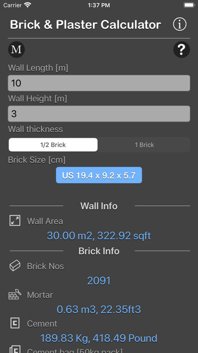 Emulate iPhone app Brick and Plaster Calculator using MyAndroid Emulate iPhone app Brick and Plaster Calculator using MyAndroid