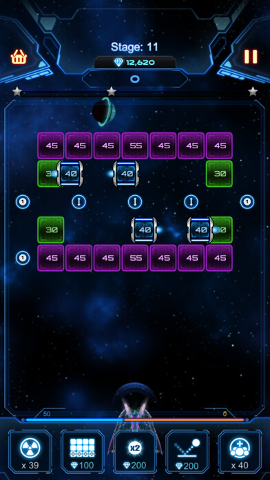 Emulate iPhone app Bricks Breaker Galaxy Shooter using MyAndroid