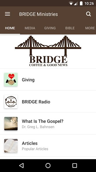 Emulate iPhone app BRIDGE Ministries using MyAndroid Emulate iPhone app BRIDGE Ministries using MyAndroid