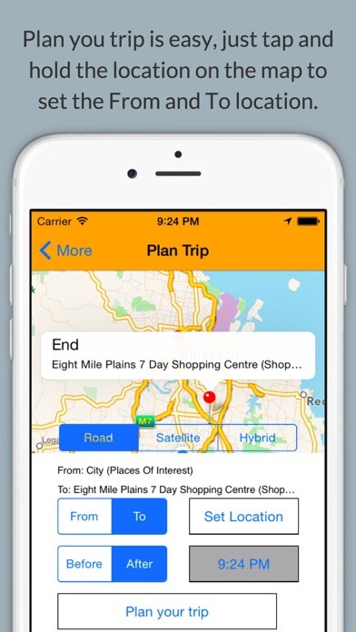 Emulate iPhone app Brisbane Bus and Train using MyAndroid