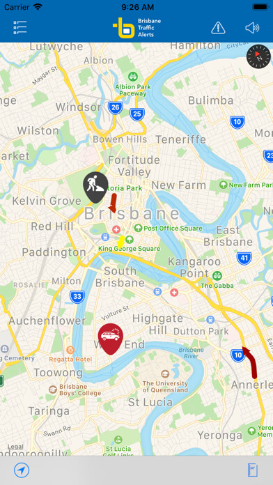 Emulate iPhone app Brisbane Traffic Alerts using MyAndroid