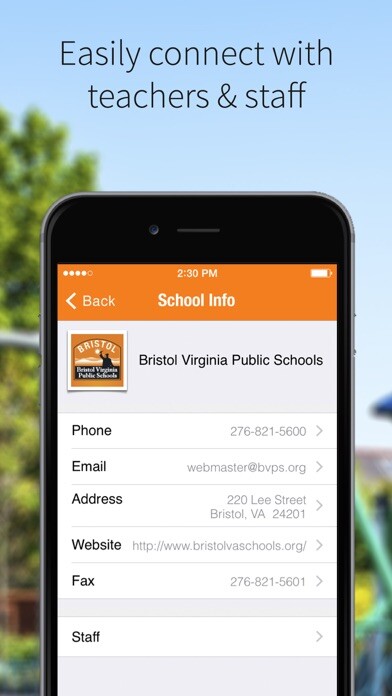 Emulate iPhone app Bristol Va Public Schools using MyAndroid
