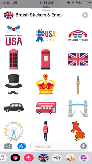 Emulate iPhone app British Stickers & Emoji using MyAndroid