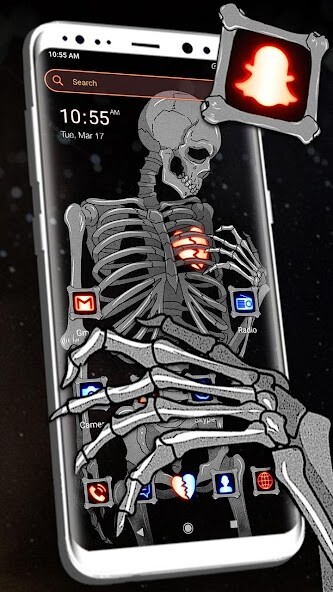Run android online APK Broken Heart Skeleton Launcher Theme from MyAndroid or emulate Broken Heart Skeleton Launcher Theme using MyAndroid