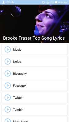 Emulate Android APK Brooke Fraser Top Song Lyrics